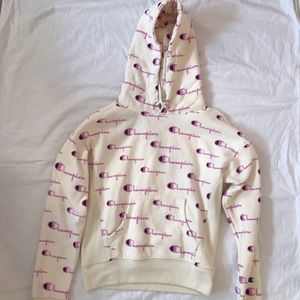 Cream and Purple Champion Sweatshirt
